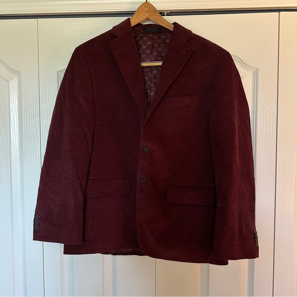 Michael Kors Mens Burgundy Corduroy Blazer Sport Coat 38S 100% Cotton
